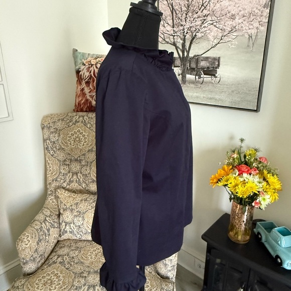 Crown & Ivy Blue Ruffled Long Sleeve Blouse - Picture 4 of 5